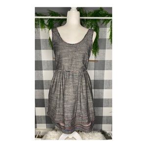 Freeway Gray “Denim” Dress with Embroidery
